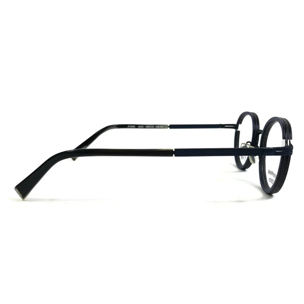 J. F. Rey Eyeglasses Frames JF2980 9520 Brown Wood Navy Blue Round 48-23-144